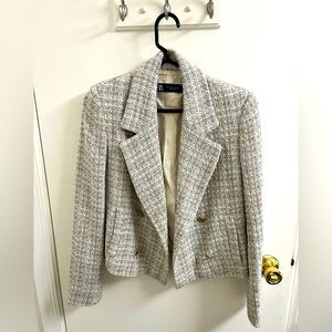 Zara Textured Short Blazer